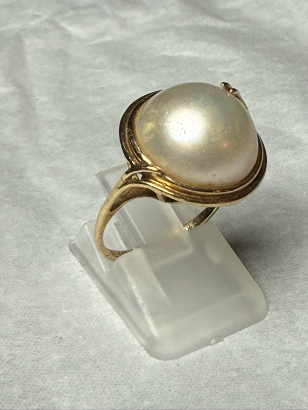 Vintage IMI 10K Gold Large Mabe Pearl (14.5 mm) Ring Size 7